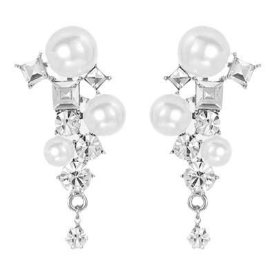 银针耳环轻奢女气质大小珍珠锆石