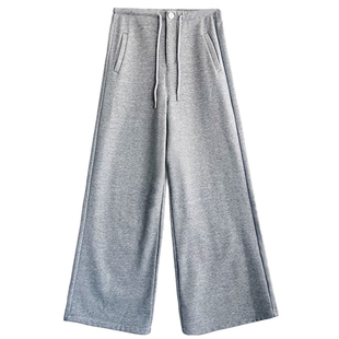 老钱风米白色加绒糯米裤女秋冬加厚西装卫裤慵懒垂感阔腿运动裤子