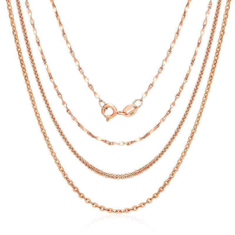 999纯银玫瑰金项链女足银彩金素链925彩银吊坠链子不掉色正品2025