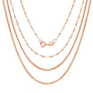 999纯银玫瑰金项链女足银彩金素链925彩银吊坠链子不掉色正品2025