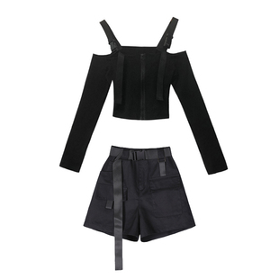 韩舞女团练习室工装短裤夏小个子穿搭甜辣妹jazz爵士跳舞蹈热裤子