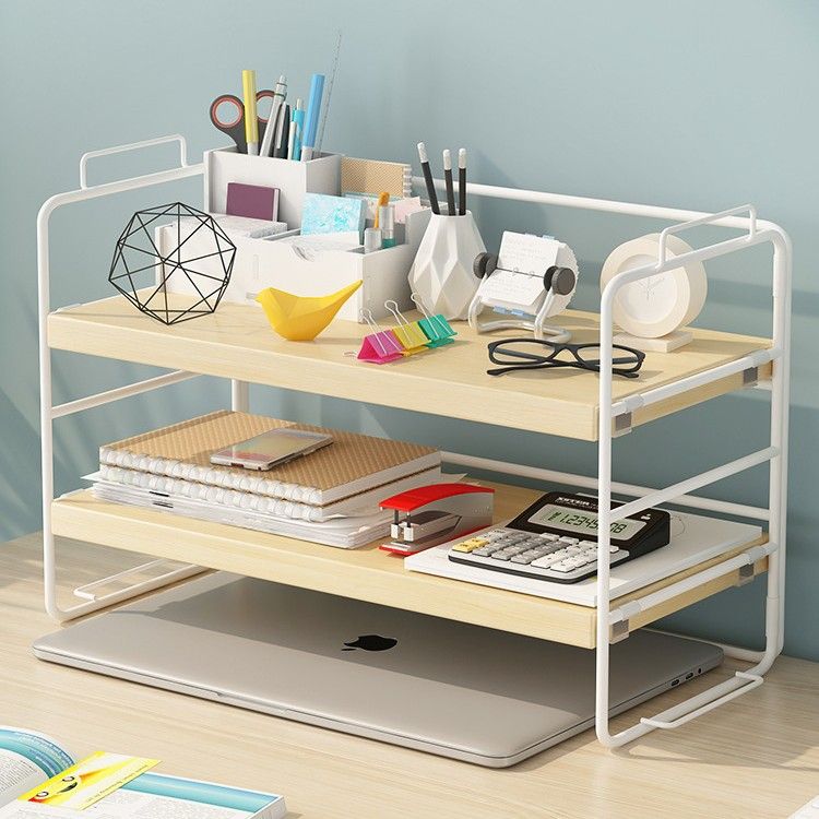 简易书架置物架办公室桌面收纳餐桌架子小桌上铁多层书桌架艺整理