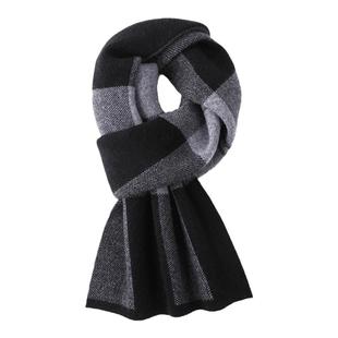 玖纪商务高档100%纯羊绒围巾男士冬季加厚保暖格子围脖男生日礼物