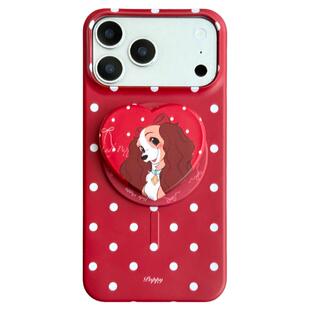由里公园ins可爱新年红波点爱心小狗磁吸支架适用17pro苹果17ProMax手机壳iPhone16全包14新款16Promax保护套