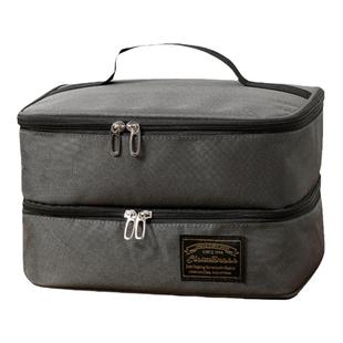 双层扁平饭盒袋手提包学生儿童便当袋子防水牛津布加厚铝箔保温包