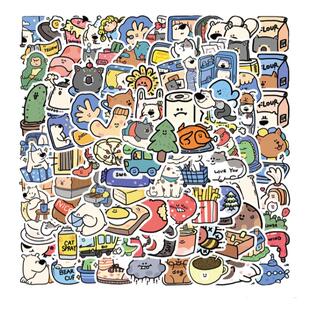 100张原创卡通动物大联盟贴纸拉杆箱手机壳笔记本水杯装饰防水贴