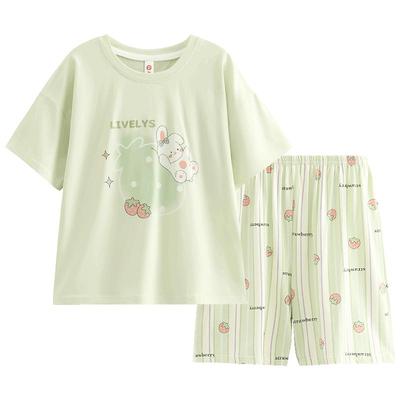芬腾夏季女童短袖莫代尔棉睡衣