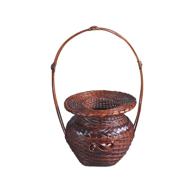 竹编花器手提插花花篮家用摆件