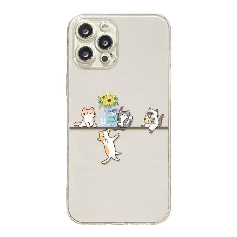 benefit四只可爱小猫18pro17pro16适用iphone15promax苹果13手机壳14promax新款12套11情侣xsmax透明xr硅胶8p