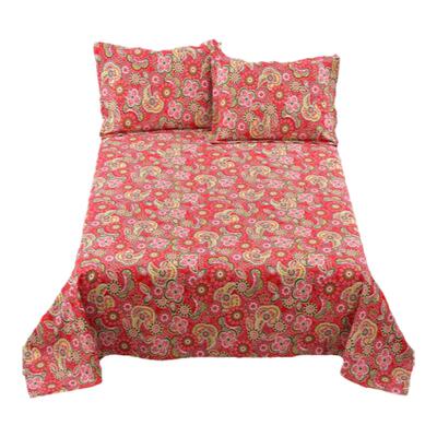 中国风喜庆床单三件套布料纯棉