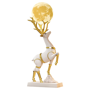 家居客厅装饰灵鹿揽月寓意感桌面摆件新家乔迁开业送礼升职伴手礼