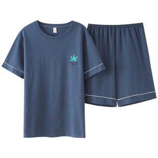夏季短袖睡衣套装大码家居服男士春秋天休闲青少年可外穿运动薄款