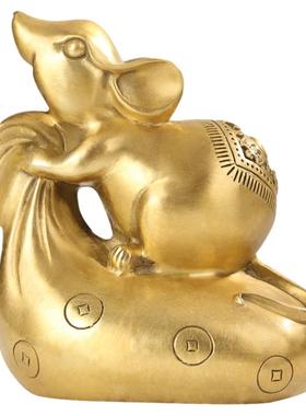 纯铜布袋鼠摆件中式客厅