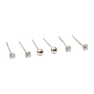 三福925银耳钉套装耳骨钉耳饰耳环高级感时尚简约百搭女精致3对