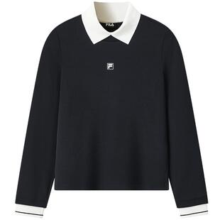 FILA Emerald斐乐女子针织长袖POLO衫2025冬新款时尚休闲基础上衣