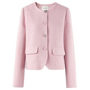 秋水伊人优雅气质小香风圆领短外套2026年春季新款女时尚纽扣上衣