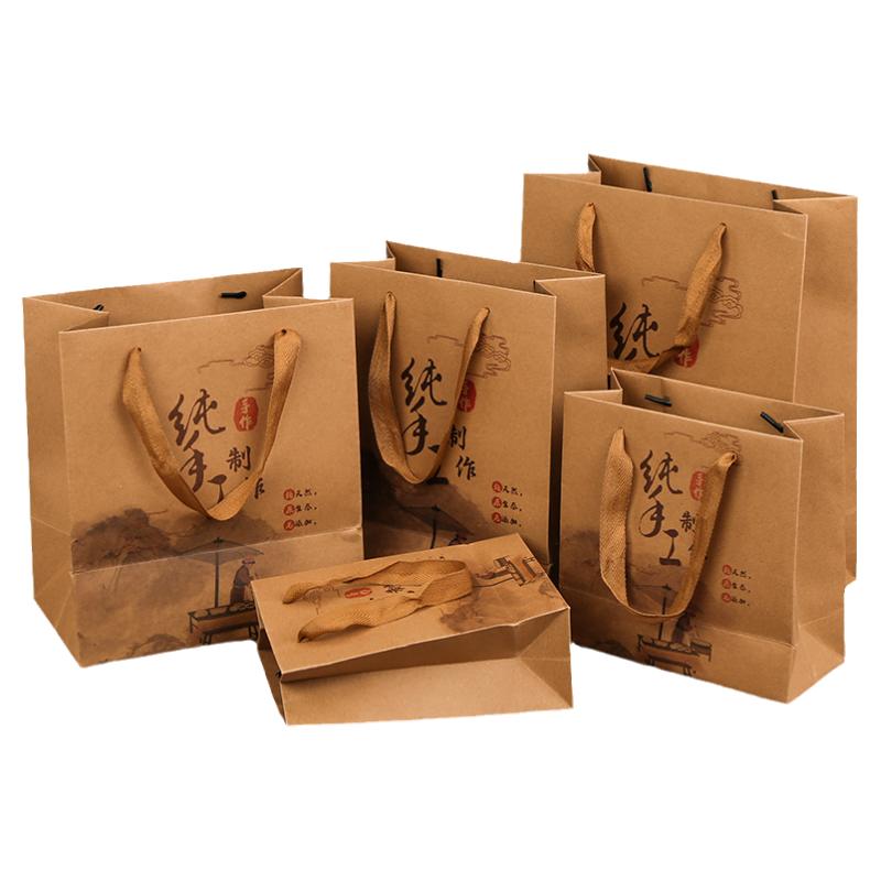 礼品袋子手提袋高档纯手工牛皮纸袋中国风土特产包装袋年货纸袋子