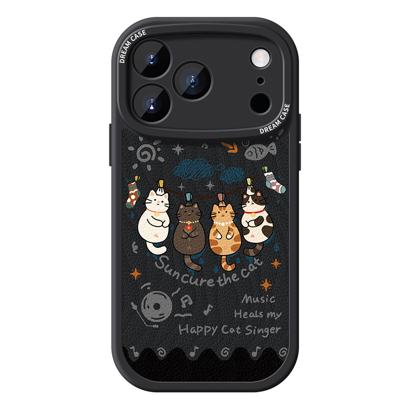 适用于苹果17promax手机壳防摔iphone16新款15/14女款13pro全包12保护套11磨砂8plus晒晒小猫硅胶外壳软壳黑