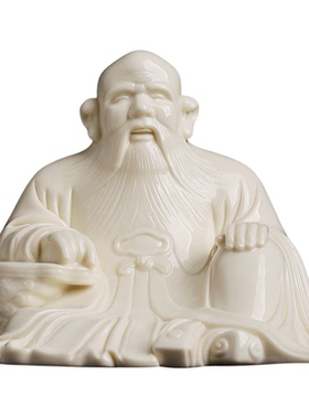 中国白陶瓷老君雕塑客厅玄关摆件