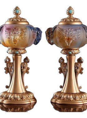纯铜琉璃佛前长明灯