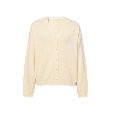 诗凡黎全羊毛V领针织开衫2025秋新款老钱风软糯休闲百搭毛衣外套