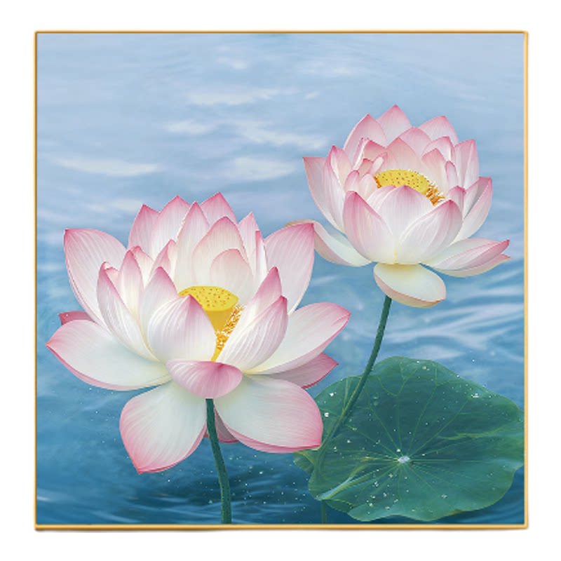 荷花装饰画新中式卫生间浴室挂画
