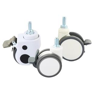 全塑医疗双片脚轮万向轮丝杆橡胶静音床用器械双轮美容仪器轮子