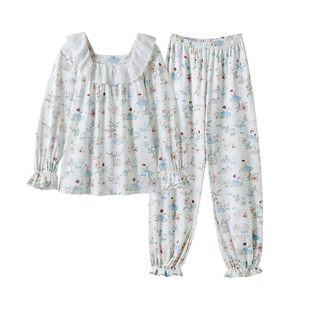 嫚熙春秋季果柔棉纯棉女士睡衣女款可外出长袖家居服套装2025新款