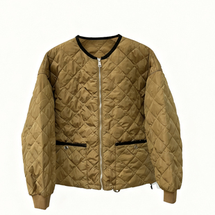 南油2025冬新款cicicoco韩版时尚圆领菱格羽绒服外套女短款鹅绒