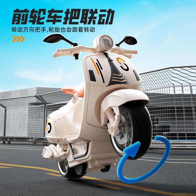 1:12仿真踏板摩托车儿童摩托车灯光批发玩具车音效惯性行驶模型