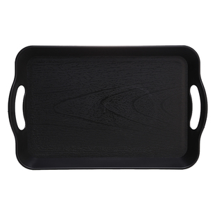 日式托盘密胺木纹带手柄塑料端菜盘长方形大号酒店餐厅加厚商用盘