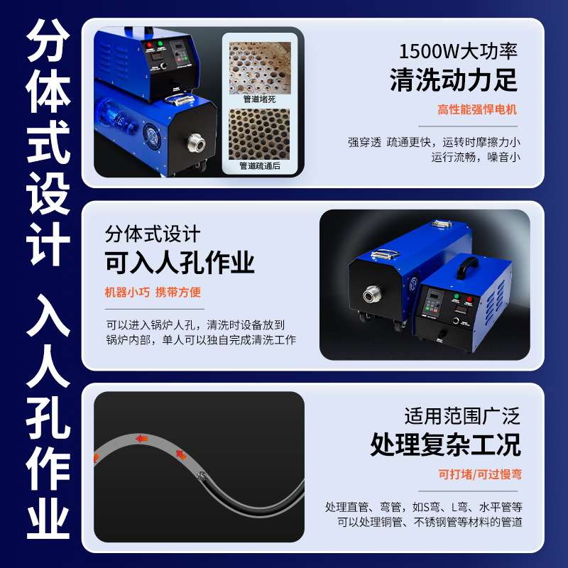 工业换热器清洗机锅炉结垢打堵疏通机商用神器管道清洗设备厂家