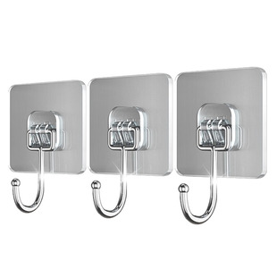 家用挂钩强力粘胶免打孔承重粘钩透明无痕粘贴墙壁钩子挂勾贴钩