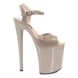 IDEAL MA新款模特走秀鞋20CM细跟裸色凉鞋漆皮夜店高跟钢管舞鞋