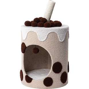 蜜罐猫爬架瑞士卷猫窝猫树一体珍珠奶茶桶大号冬季温暖猫桶221226