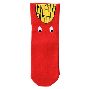 汉堡薯条儿童袜子男童女童秋冬纯棉中筒袜红色可爱中大童宝宝潮袜