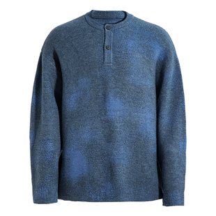 海上公路渐变软糯慵懒感针织衫男士秋冬季厚款撞色宽松套头毛衣