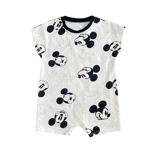 婴儿夏季连体衣薄款纯棉短袖夏天幼儿男宝宝衣服夏装哈衣六个月8