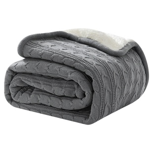 纯棉针织毛毯被子单人羊羔绒加厚冬季办公室午睡宿舍沙发毛线盖毯