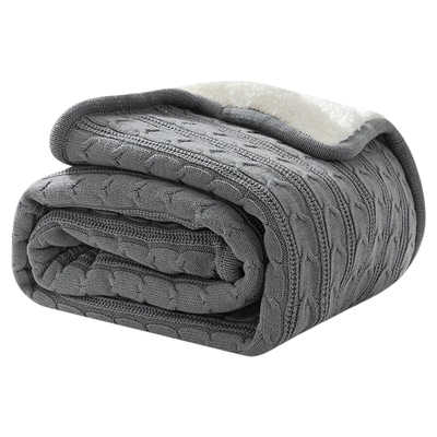 北欧纯棉毛线盖毯宿舍学生羊羔绒