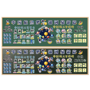 幼儿园航空科技主题墙布置小学板报黑板报装饰中国航天里程碑墙贴