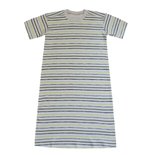 条纹A字长裙2026夏季新款纯棉宽松慵懒风设计短袖T恤裙子