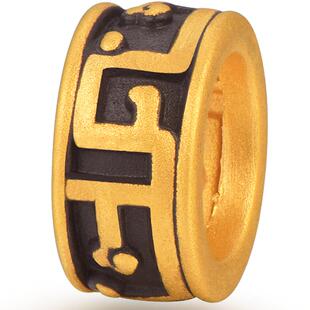 明牌珠宝足金串珠 硬金有求必应转运珠黄金勾云珠隔离珠AFP0364