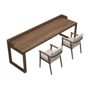 美式复古实木书桌双人长条桌家用学习桌卧室实木电脑桌简约办公桌