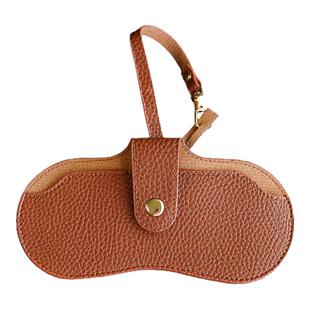 复古近视眼镜墨镜盒太阳眼镜包带扣眼镜盒时尚简约眼镜收纳袋皮制