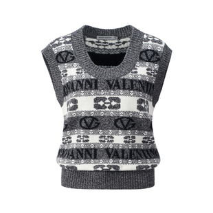 GIOVANNI VALENTINO春秋季女士无袖羊毛衫针织马甲休闲背心上衣