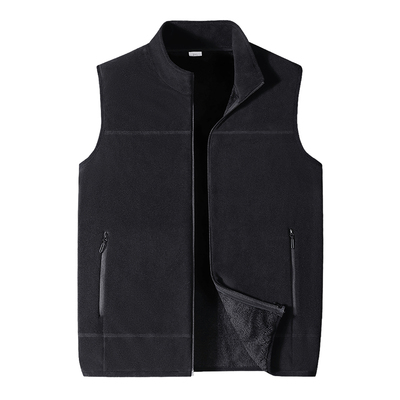 立领中老年男士抓绒保暖马甲内搭