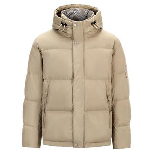 鸭鸭羽绒服男2022年新款连帽保暖短款时尚冬季加厚格子领帅气外套