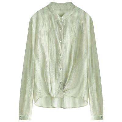 COCOBELLA[莱赛尔]微透视条纹衬衫女肌理感宽松拧花遮阳衫SR7070