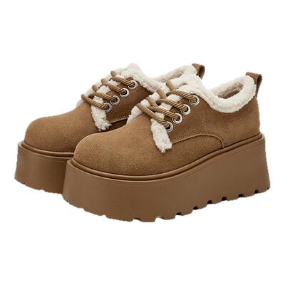 达芙妮厚底加绒德比鞋官方正品